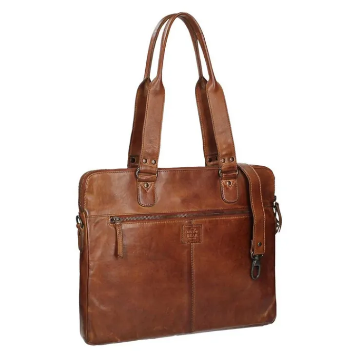 Schoudertassen|Handtassen>Bear Design Cow Lavato Laptopschoudertas cognac