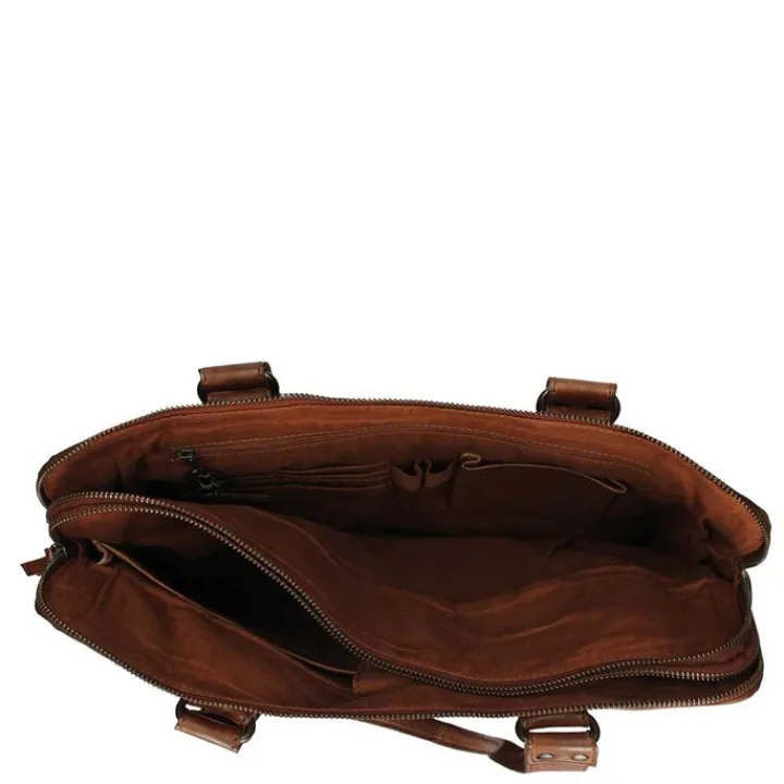 Schoudertassen|Handtassen>Bear Design Cow Lavato Laptopschoudertas cognac