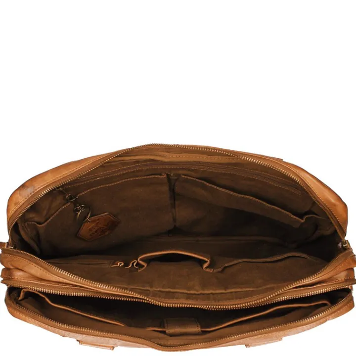 Herentassen|15.6 Inch Laptoptassen>Bear Design Cow Lavato Laptoptas cognac