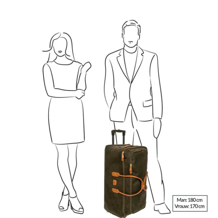 Zachte Koffers|Reiskoffers>Bric's Life Holdall Reistas met Wielen 70 olive