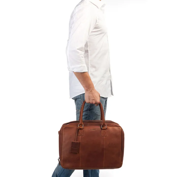 Herentassen|15.6 Inch Laptoptassen>Burkely Antique Avery Worker 15.6" cognac