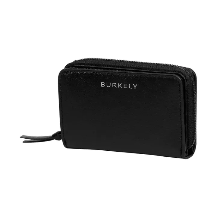 Rfid Portemonnees|Leren Portemonnees>Burkely Creased Crystal Double Flap Wallet black