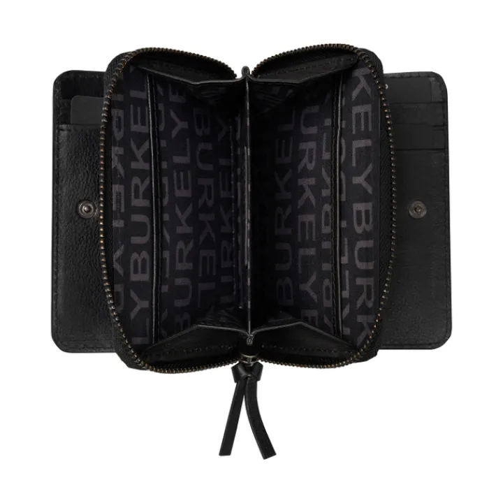Rfid Portemonnees|Leren Portemonnees>Burkely Creased Crystal Double Flap Wallet black