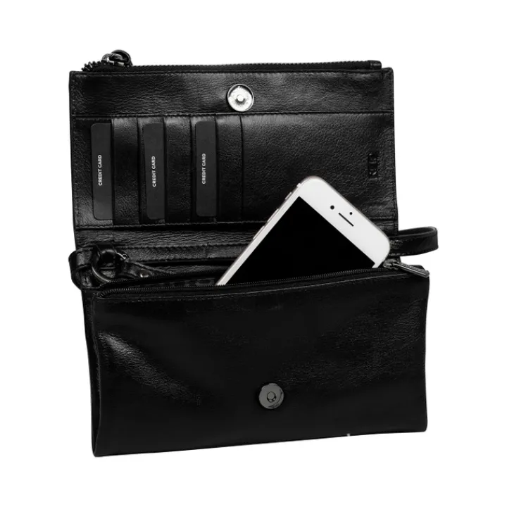 Telefoontasjes|Damestassen>Burkely Creased Crystal Phone Bag black