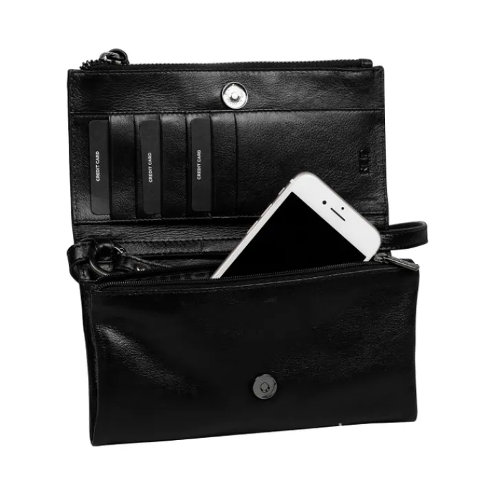 Telefoontasjes|Damestassen>Burkely Creased Crystal Phone Bag black