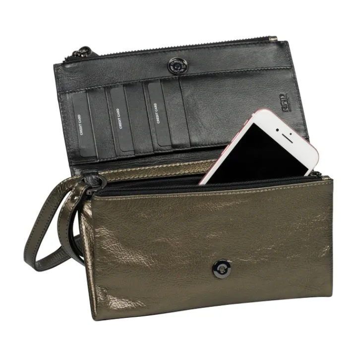 Telefoontasjes|Damestassen>Burkely Creased Crystal Phone Bag gun metal
