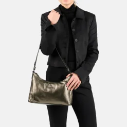 Handtassen|Schoudertassen>Burkely Creased Crystal Shoulderbag gun metal
