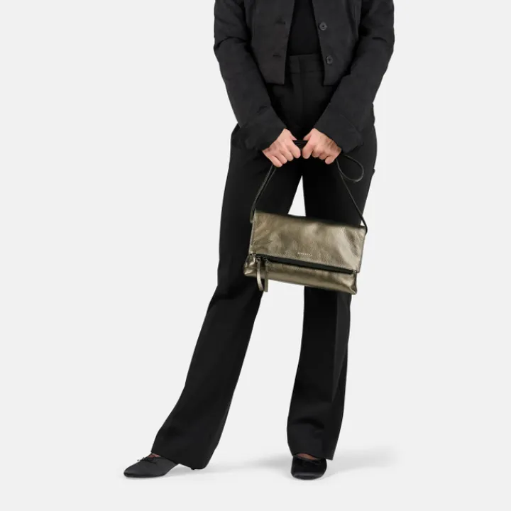 Schoudertassen|Crossbody>Burkely Creased Crystel Satchel Bag gun metal