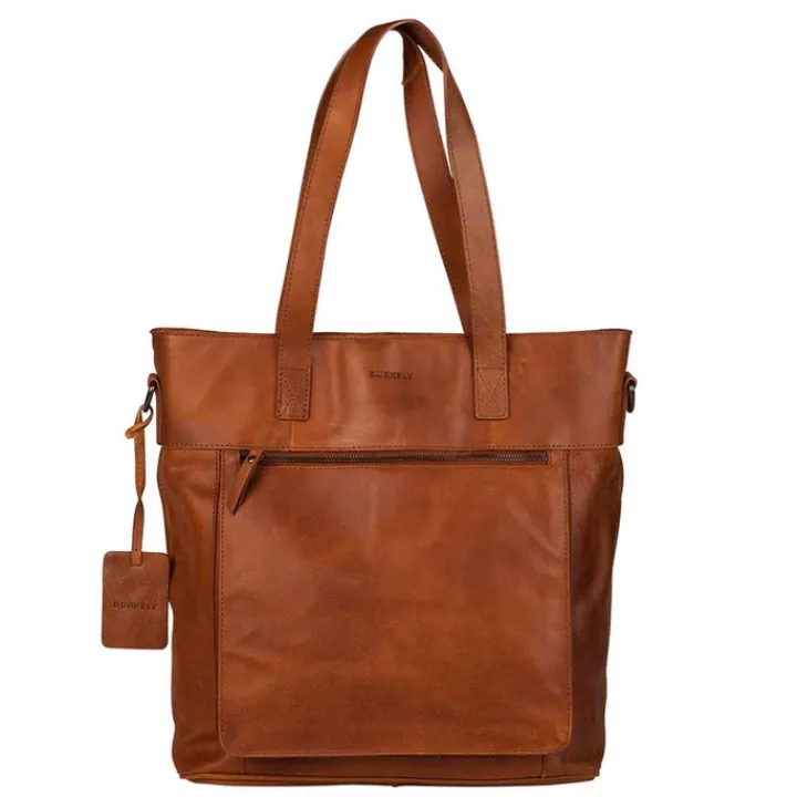 14 Inch Laptoptassen|Laptop Schoudertassen>Burkely Vintage Jade Laptopshopper 14" cognac