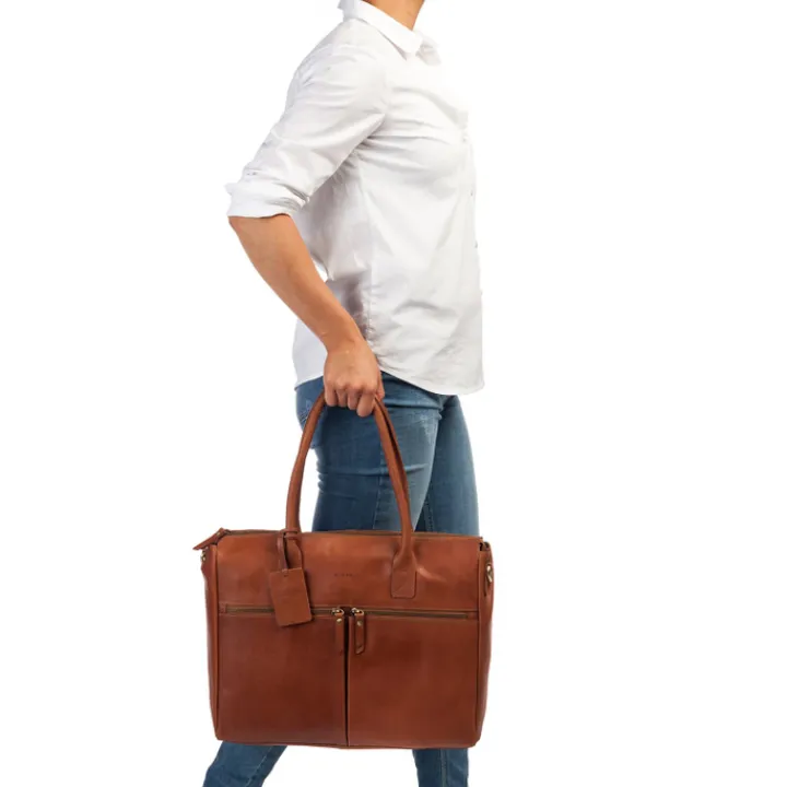 15 Inch Laptoptassen|Laptop Schoudertassen>Burkely Vintage Valerie Laptop Bag 15" cognac