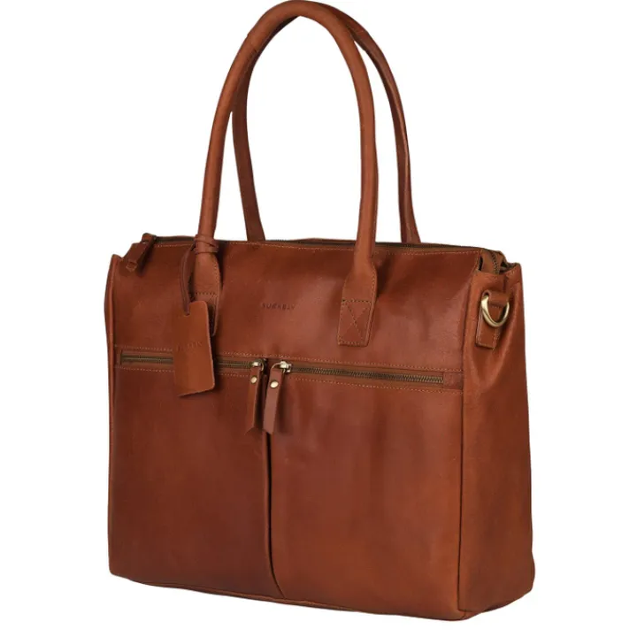 15 Inch Laptoptassen|Laptop Schoudertassen>Burkely Vintage Valerie Laptop Bag 15" cognac