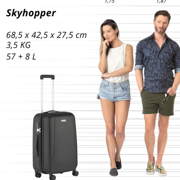 Reistrolleys|Reiskoffers>CarryOn Skyhopper 4 Wiel Trolley 68 Expandable black