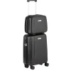 Reiskoffers|Koffersets>CarryOn Skyhopper 4 Wiel Trolley 55 + Beautycase Set black