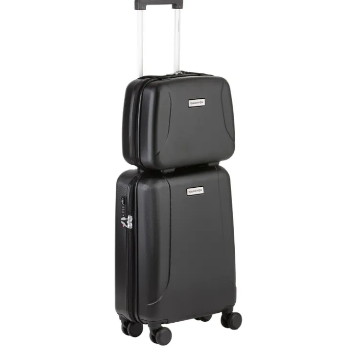 Reiskoffers|Koffersets>CarryOn Skyhopper 4 Wiel Trolley 55 + Beautycase Set black