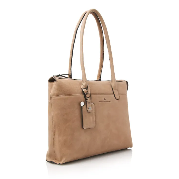 15.6 Inch Laptoptassen|Laptop Schoudertassen>Castelijn & Beerens Carisma Laptoptas 15.6" + Tablet RFID II beige
