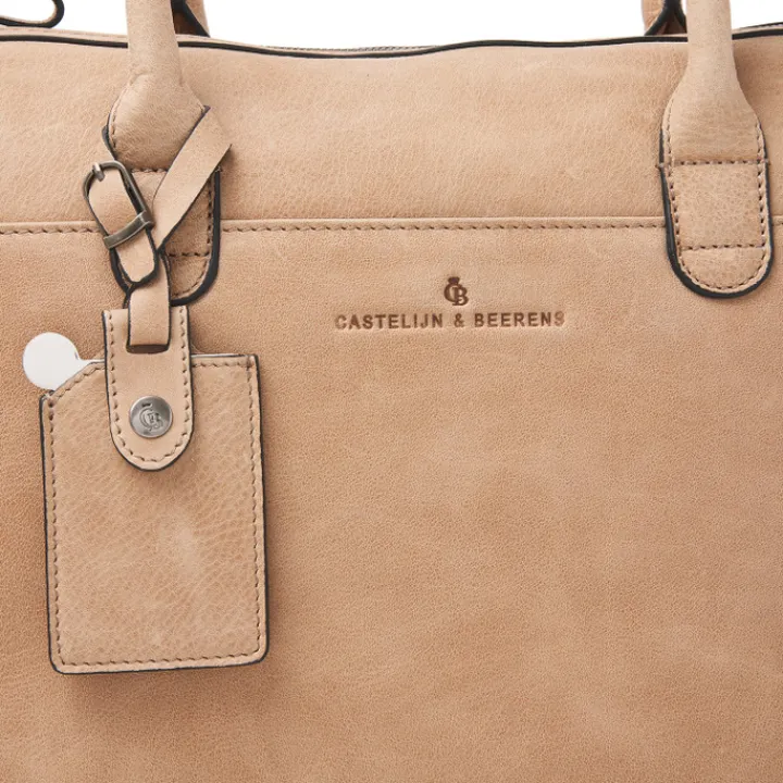 15.6 Inch Laptoptassen|Laptop Schoudertassen>Castelijn & Beerens Carisma Laptoptas 15.6" + Tablet RFID II beige