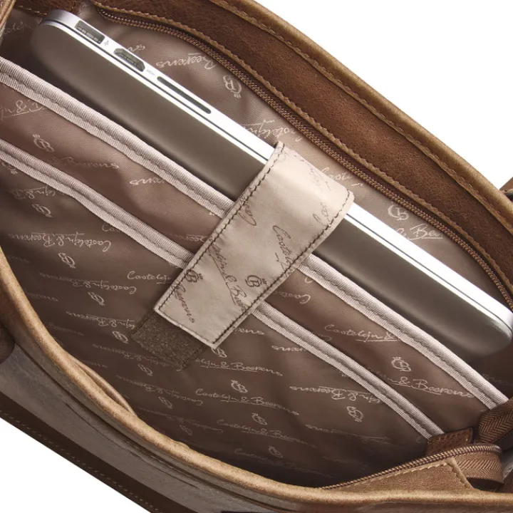 15.6 Inch Laptoptassen|Laptop Schoudertassen>Castelijn & Beerens Carisma Laptop Shopper RFID 15.6'' + Tablet cognac