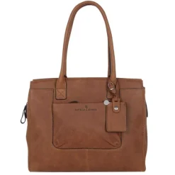 15.6 Inch Laptoptassen|Laptop Schoudertassen>Castelijn & Beerens Carisma Dames laptoptas 15.6" cognac
