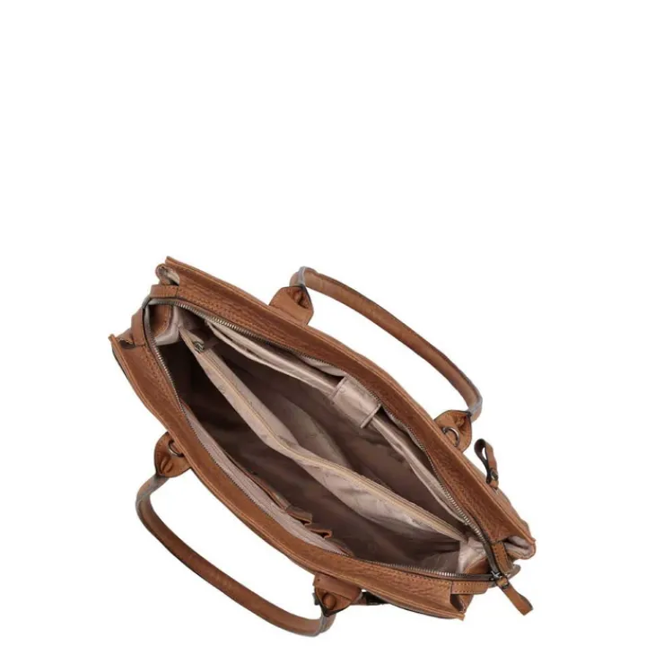 15.6 Inch Laptoptassen|Laptop Schoudertassen>Castelijn & Beerens Carisma Dames laptoptas 15.6" cognac