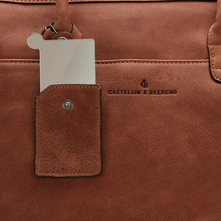 15.6 Inch Laptoptassen|Laptop Schoudertassen>Castelijn & Beerens Carisma Laptop Schoudertas 15.6" + tablet cognac