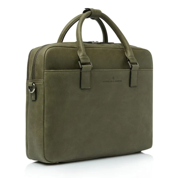 15.6 Inch Laptoptassen|Laptop Schoudertassen>Castelijn & Beerens Carisma Laptopbag 15.6" dark military