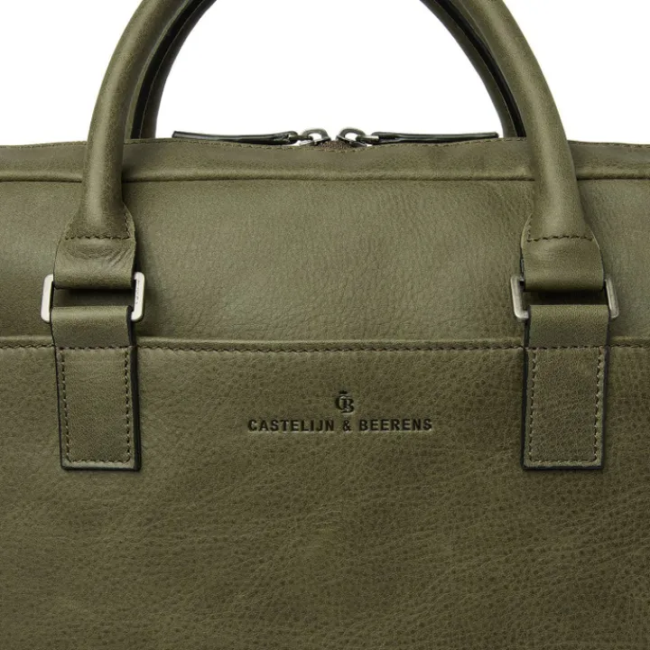 15.6 Inch Laptoptassen|Laptop Schoudertassen>Castelijn & Beerens Carisma Laptopbag 15.6" dark military