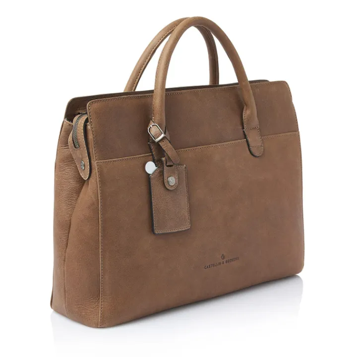 15.6 Inch Laptoptassen|Laptop Schoudertassen>Castelijn & Beerens Carisma Laptopbag 15.6" cognac