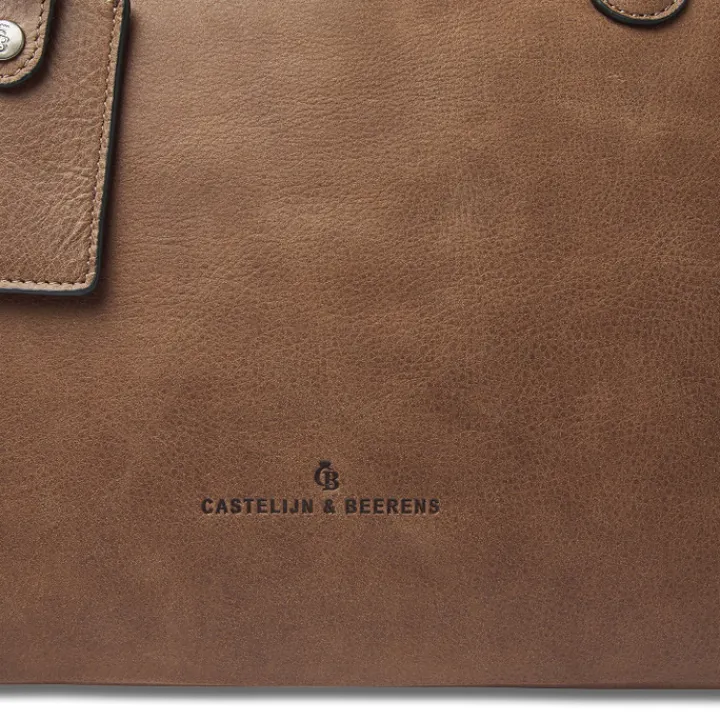 15.6 Inch Laptoptassen|Laptop Schoudertassen>Castelijn & Beerens Carisma Laptopbag 15.6" cognac