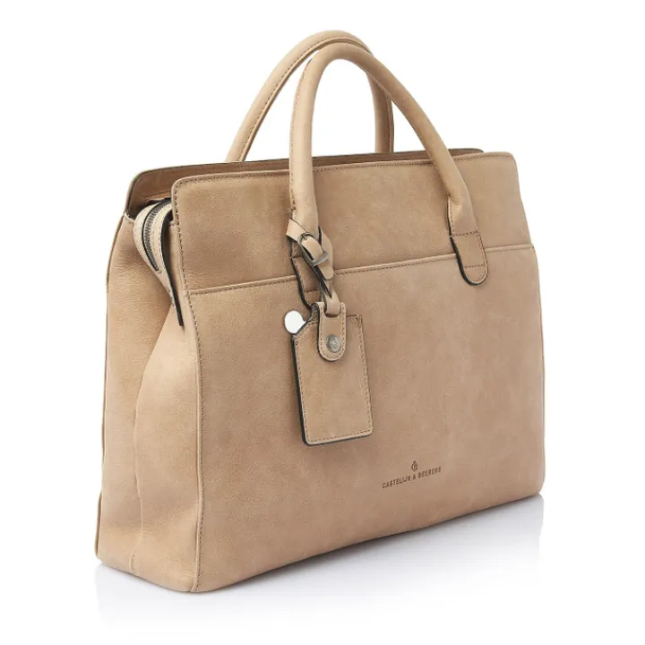 15.6 Inch Laptoptassen|Laptop Schoudertassen>Castelijn & Beerens Carisma Laptopbag 15.6" beige