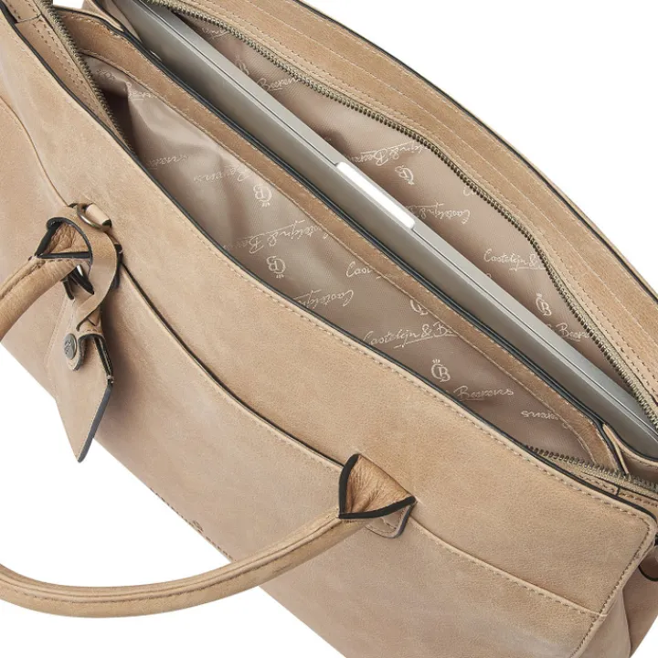 15.6 Inch Laptoptassen|Laptop Schoudertassen>Castelijn & Beerens Carisma Laptopbag 15.6" beige