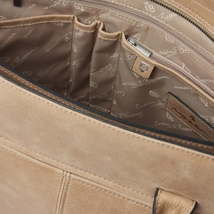 15.6 Inch Laptoptassen|Laptop Schoudertassen>Castelijn & Beerens Carisma Laptopbag 15.6" beige
