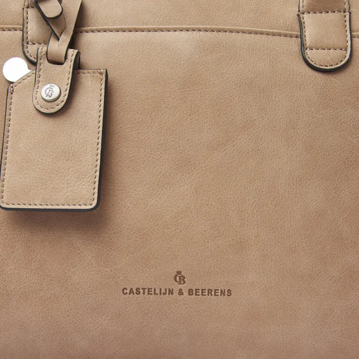 15.6 Inch Laptoptassen|Laptop Schoudertassen>Castelijn & Beerens Carisma Laptopbag 15.6" beige