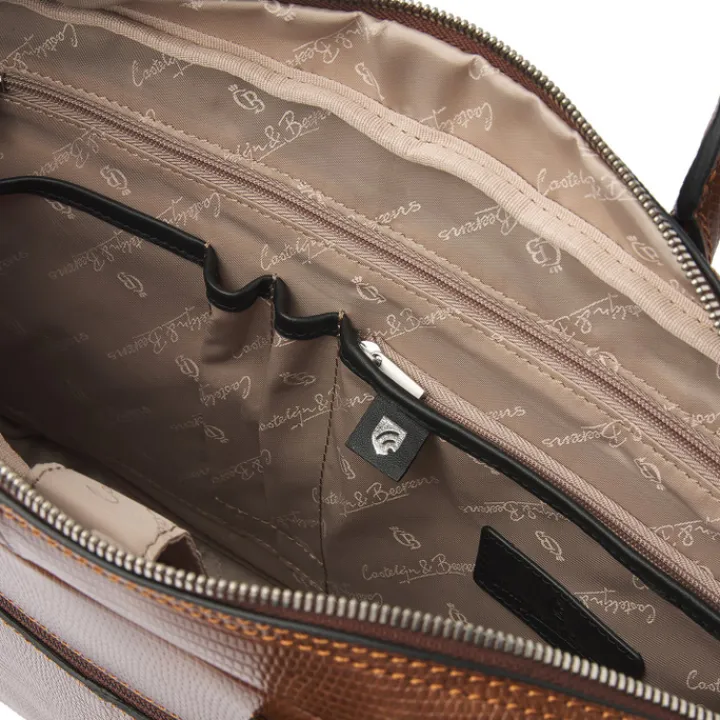 15.6 Inch Laptoptassen|Laptop Schoudertassen>Castelijn & Beerens Donna Ilse Laptoptas 15.6" RFID cognac