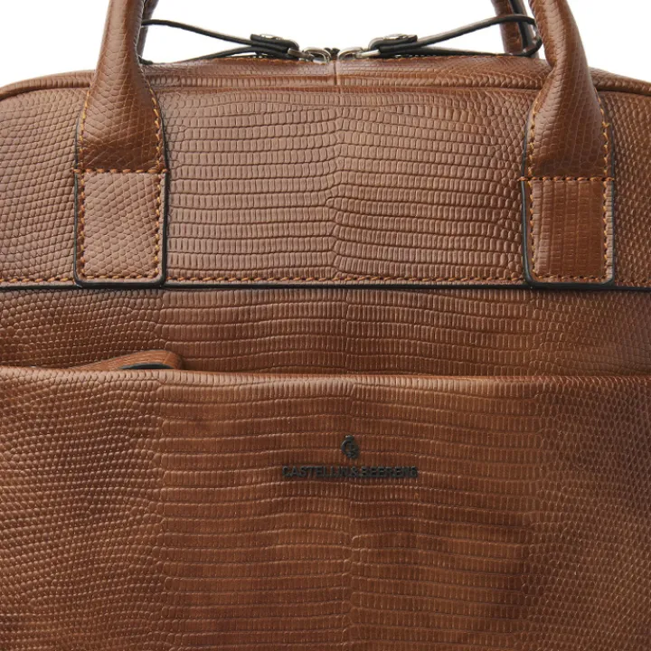 15.6 Inch Laptoptassen|Laptop Rugzakken>Castelijn & Beerens Donna Hanne Backpack 15.6" RFID cognac