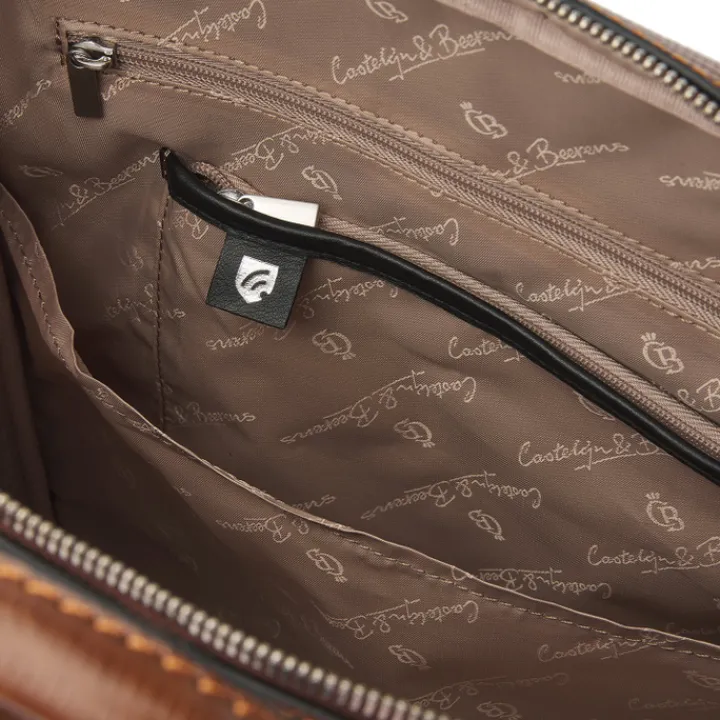 15.6 Inch Laptoptassen|Laptop Rugzakken>Castelijn & Beerens Donna Hanne Backpack 15.6" RFID cognac