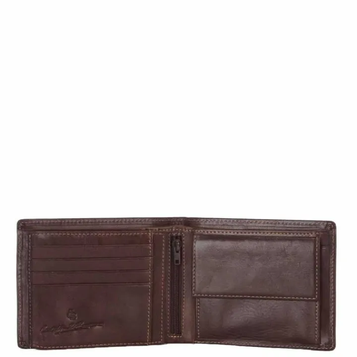 Rfid Portemonnees|Leren Portemonnees>Castelijn & Beerens Gaucho Billfold met Binnenrits mocca
