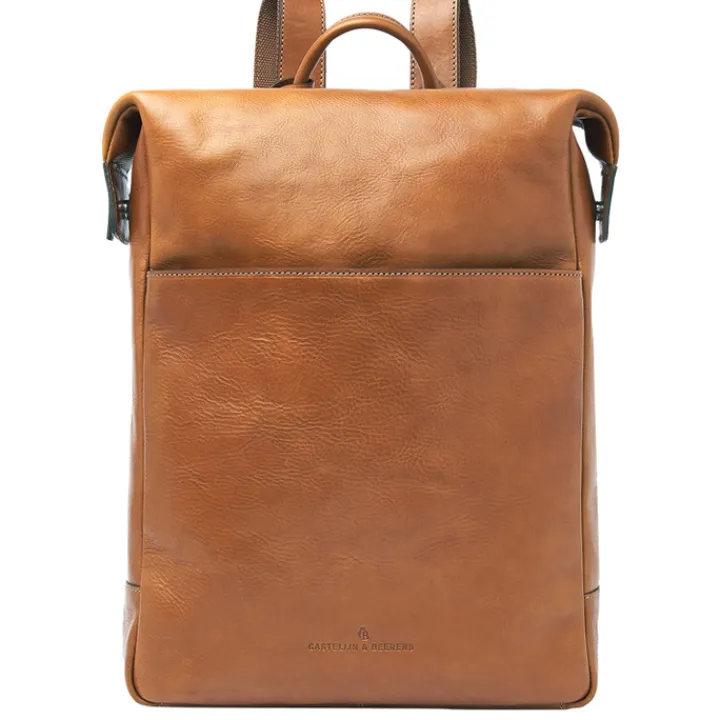Kleine Rugzakken|Heren Rugzakken>Castelijn & Beerens Laurens Backpack 15.6" RFID light brown