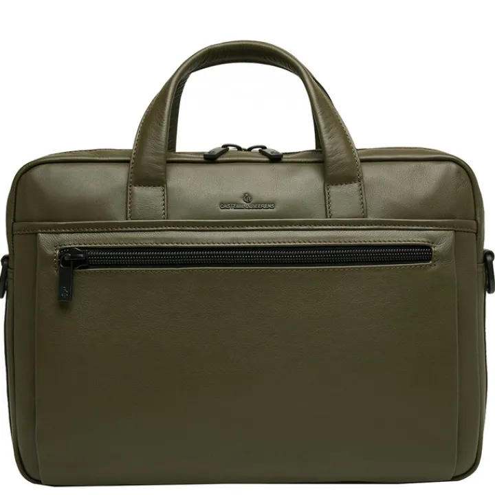 Herentassen|15.6 Inch Laptoptassen>Castelijn & Beerens Nappa X Charlie Laptop / Tablet Tas 15.6'' dark millitary