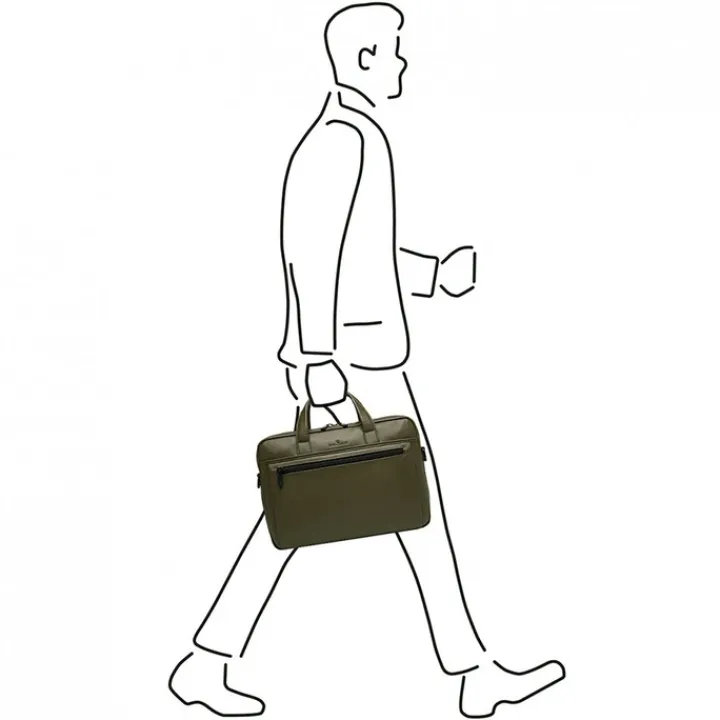 Herentassen|15.6 Inch Laptoptassen>Castelijn & Beerens Nappa X Charlie Laptop / Tablet Tas 15.6'' dark millitary