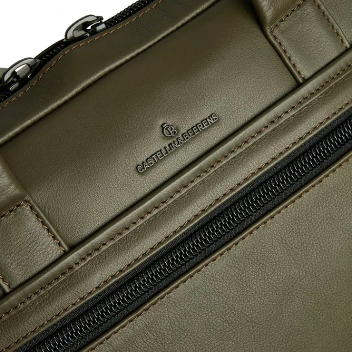 Herentassen|15.6 Inch Laptoptassen>Castelijn & Beerens Nappa X Charlie Laptop / Tablet Tas 15.6'' dark millitary