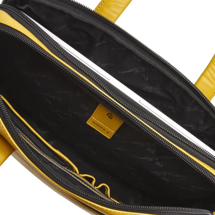 Herentassen|15.6 Inch Laptoptassen>Castelijn & Beerens Nappa X Charlie Laptop / Tablet Tas 15.6'' geel