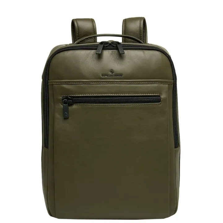 15.6 Inch Laptoptassen|Laptop Rugzakken>Castelijn & Beerens Nappa X Victor Rugzak 15.6'' + Tablet dark millitary