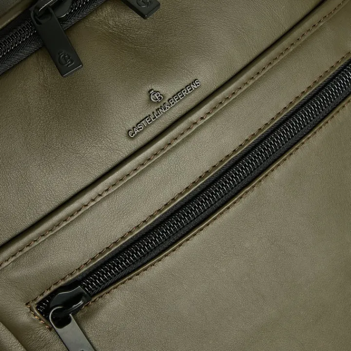 15.6 Inch Laptoptassen|Laptop Rugzakken>Castelijn & Beerens Nappa X Victor Rugzak 15.6'' + Tablet dark millitary
