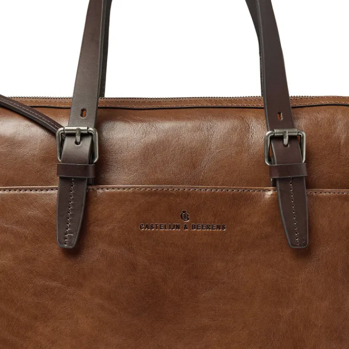 Laptop Schoudertassen|Leren Laptoptassen>Castelijn & Beerens Rien Laptop Shoulderbag 15.6" RFID natural