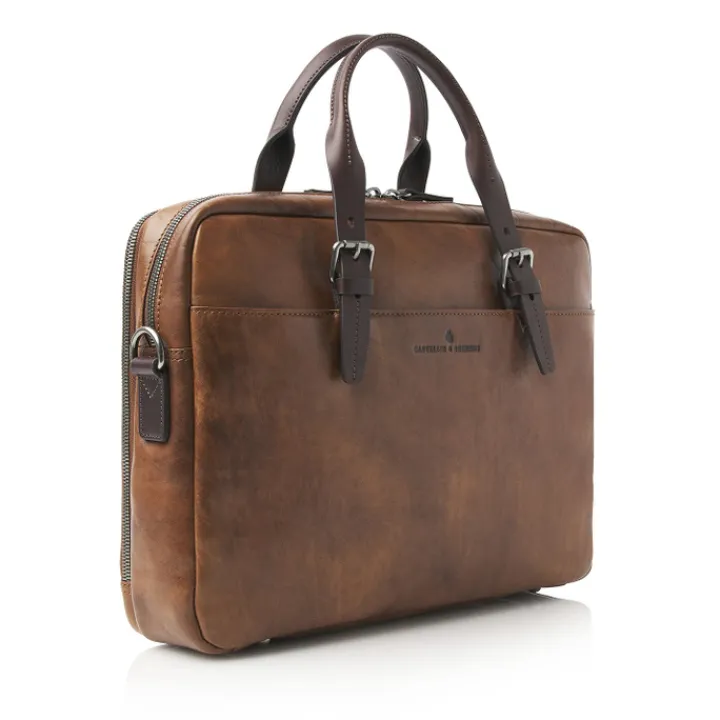 Herentassen|15.6 Inch Laptoptassen>Castelijn & Beerens Rien Laptoptas 15.6'' RFID natural