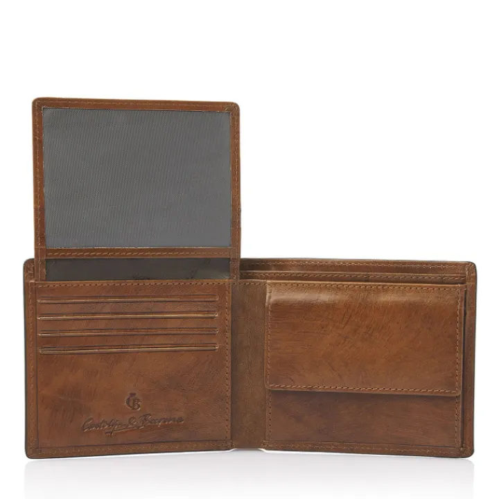 Rfid Portemonnees|Leren Portemonnees>Castelijn & Beerens Rien RFID Portemonnee 8cc natural