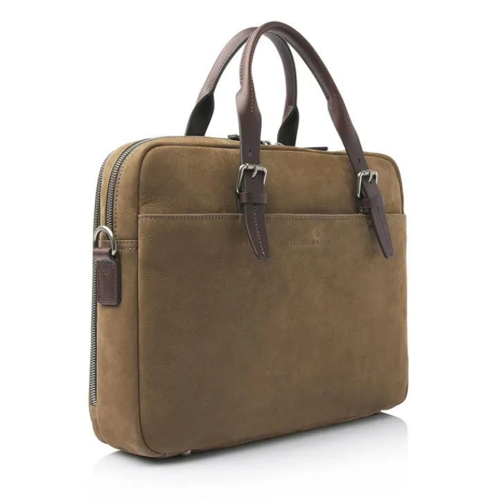Herentassen|15.6 Inch Laptoptassen>Castelijn & Beerens Veneto Nubuck Laptopbag 15.6" taupe