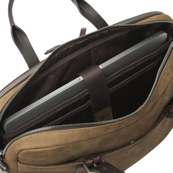 Herentassen|15.6 Inch Laptoptassen>Castelijn & Beerens Veneto Nubuck Laptopbag 15.6" taupe