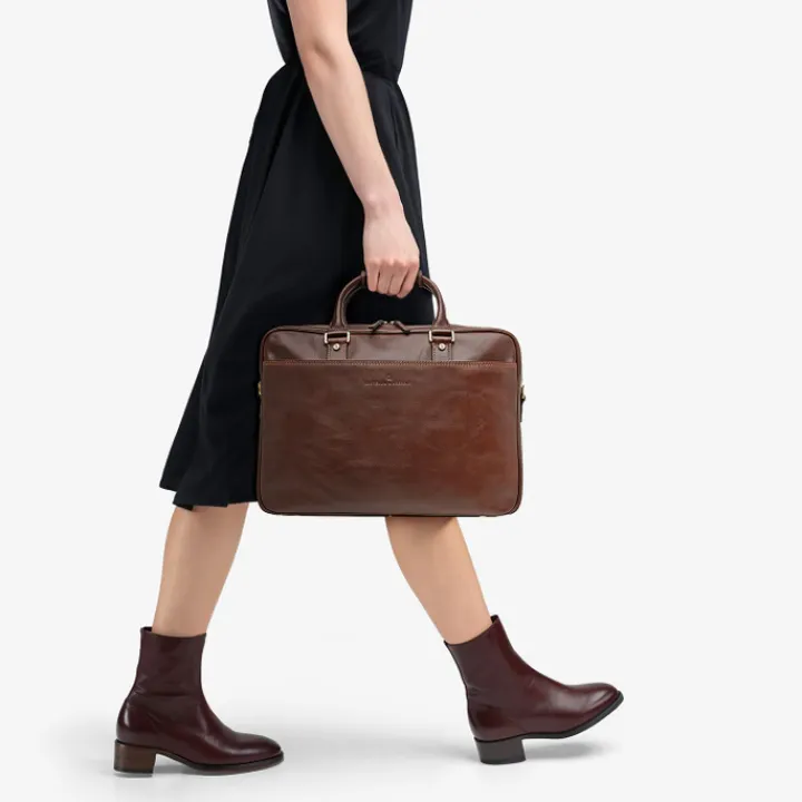 Aktetassen|Herentassen>Castelijn & Beerens Verona Business Laptoptas 15.6" mokka