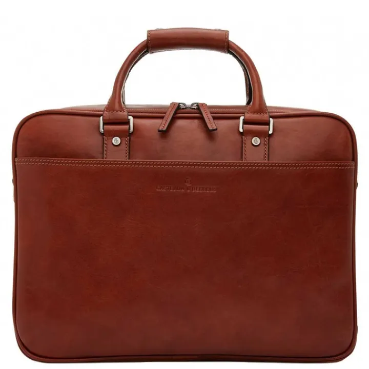Herentassen|15.6 Inch Laptoptassen>Castelijn & Beerens Verona Business Laptoptas 15.6" licht bruin